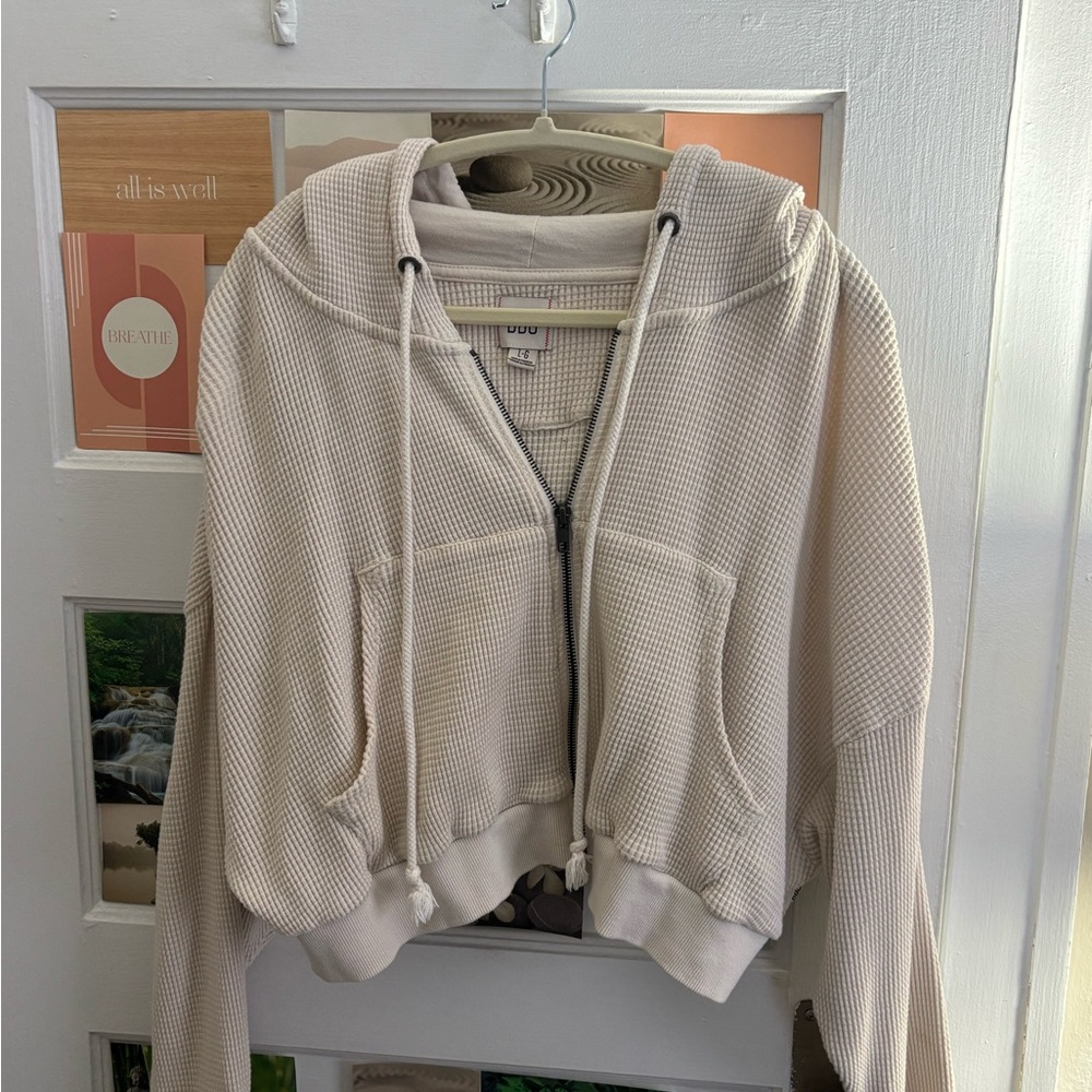 BDG Cream Waffle Knit Hoodie